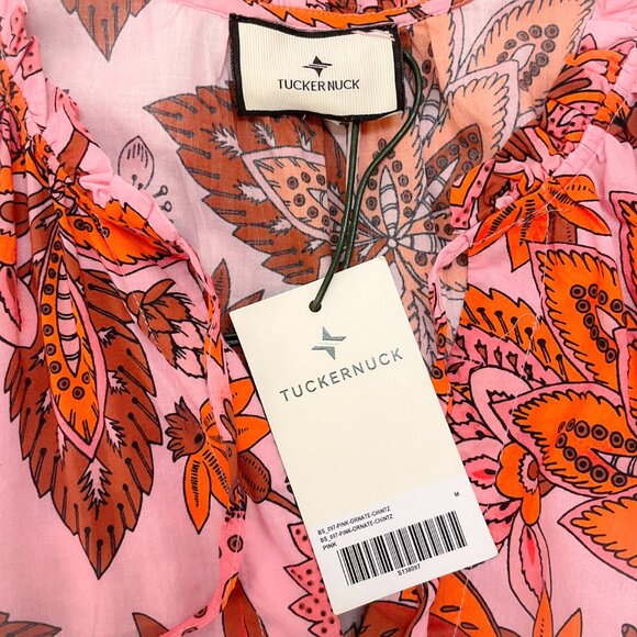Tuckernuck Pink and Orange Floral Midi Dress - Picture 4 of 4